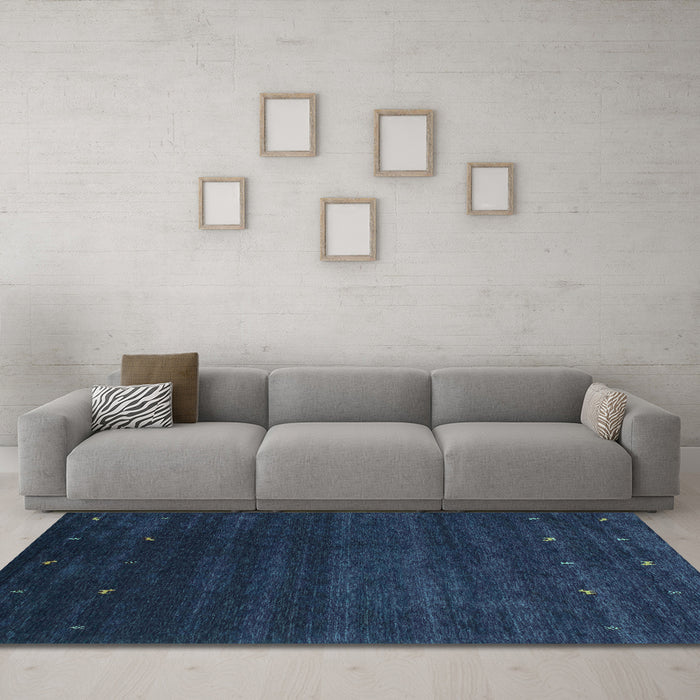 Machine Washable Abstract Turquoise Contemporary Area Rugs in a Living Room,, wshcon887turq