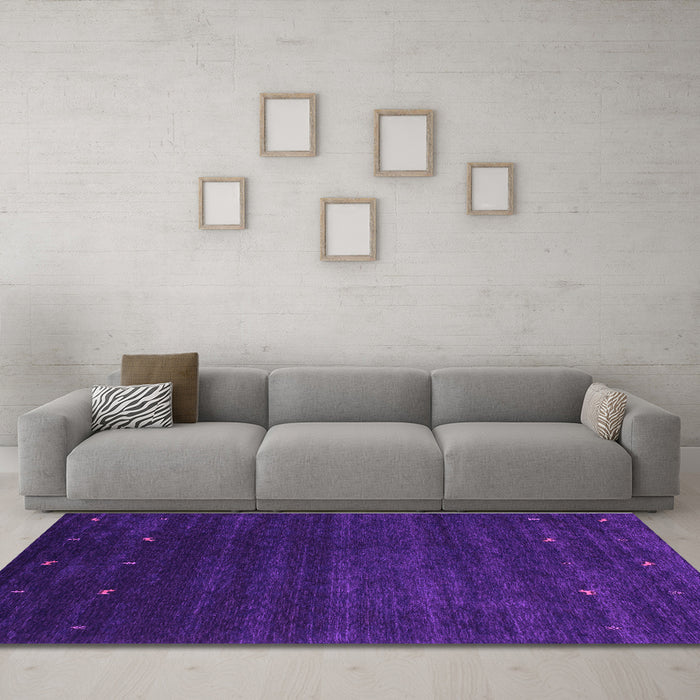 Machine Washable Abstract Purple Contemporary Area Rugs in a Living Room, wshcon887pur