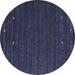 Round Machine Washable Abstract Blue Contemporary Rug, wshcon888blu
