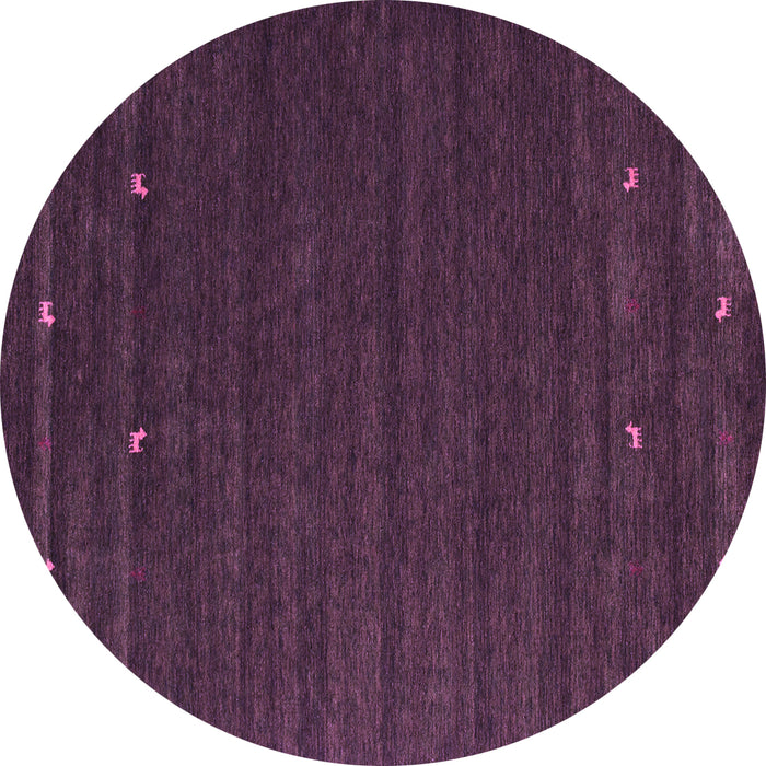 Round Machine Washable Abstract Purple Contemporary Area Rugs, wshcon888pur