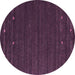 Round Machine Washable Abstract Purple Contemporary Area Rugs, wshcon888pur