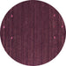 Round Abstract Pink Contemporary Rug, con888pnk