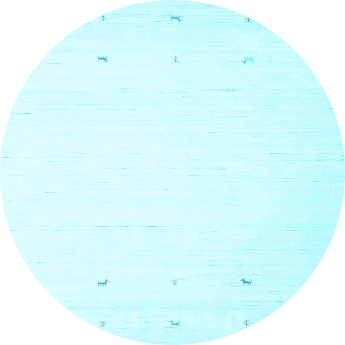 Round Solid Light Blue Modern Rug, con889lblu