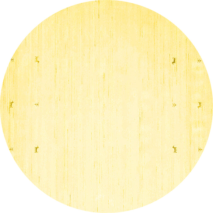 Round Machine Washable Solid Yellow Modern Rug, wshcon889yw