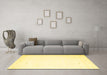 Machine Washable Solid Yellow Modern Rug in a Living Room, wshcon889yw