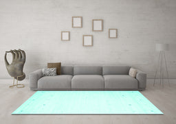 Machine Washable Solid Turquoise Modern Area Rugs in a Living Room,, wshcon889turq