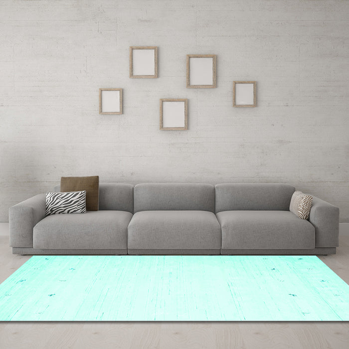 Machine Washable Solid Turquoise Modern Area Rugs in a Living Room,, wshcon889turq