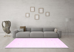 Machine Washable Solid Pink Modern Rug in a Living Room, wshcon889pnk