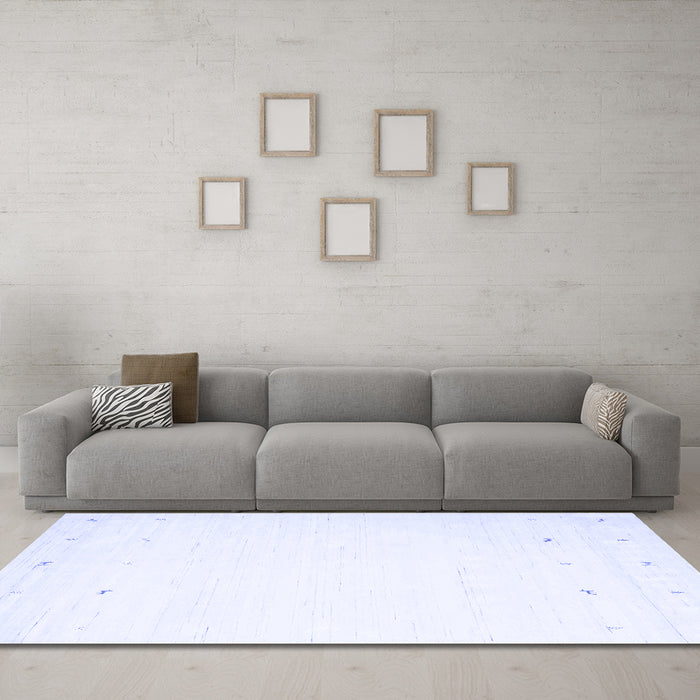 Machine Washable Solid Blue Modern Rug in a Living Room, wshcon889blu