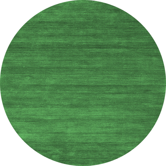 Round Machine Washable Abstract Emerald Green Contemporary Area Rugs, wshcon88emgrn