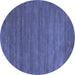 Round Abstract Blue Contemporary Rug, con88blu