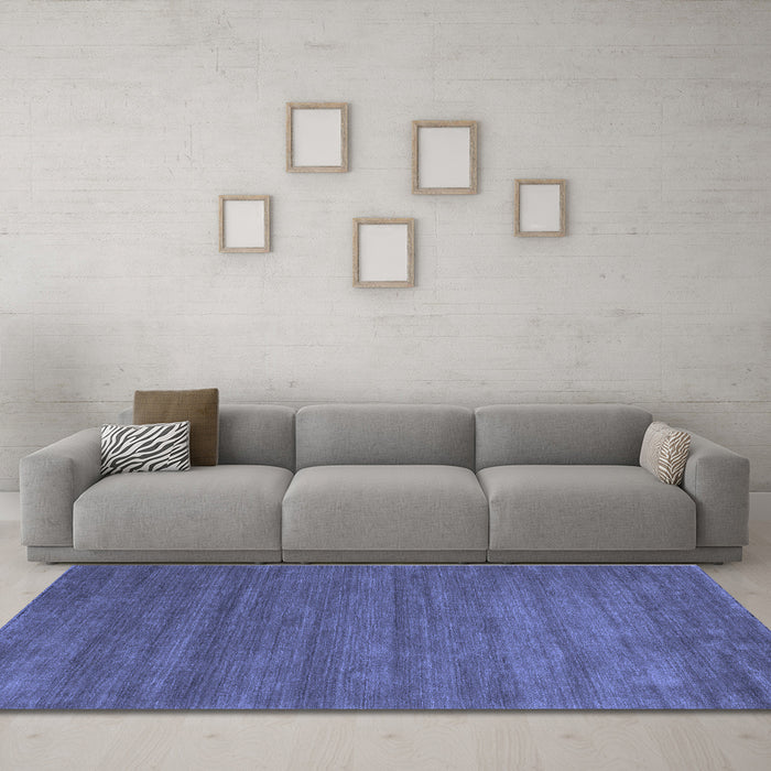 Machine Washable Abstract Blue Contemporary Rug in a Living Room, wshcon88blu