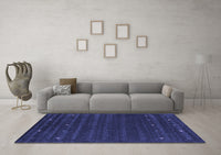 Machine Washable Abstract Blue Contemporary Rug, wshcon890blu