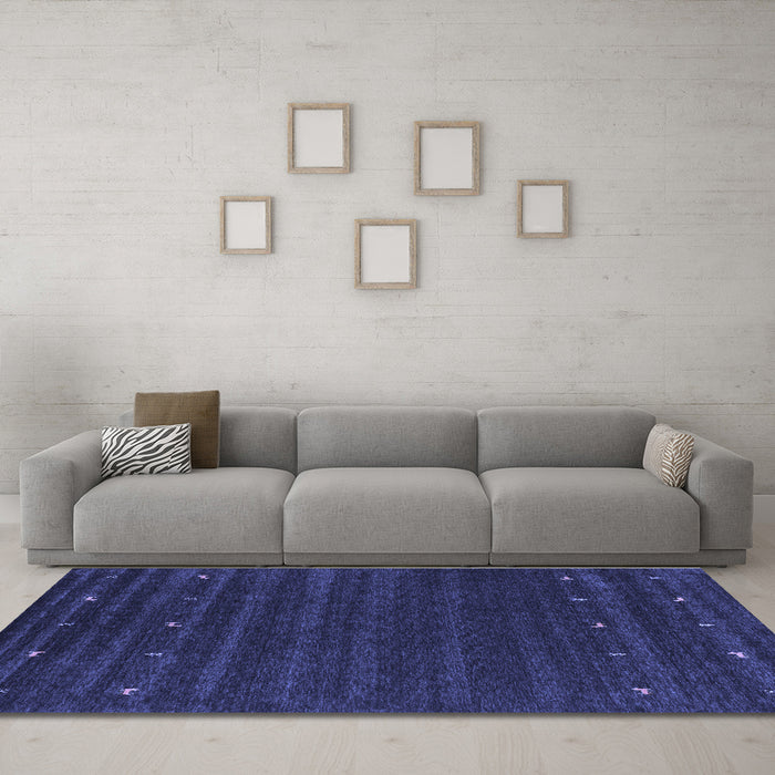 Machine Washable Abstract Blue Contemporary Rug in a Living Room, wshcon890blu