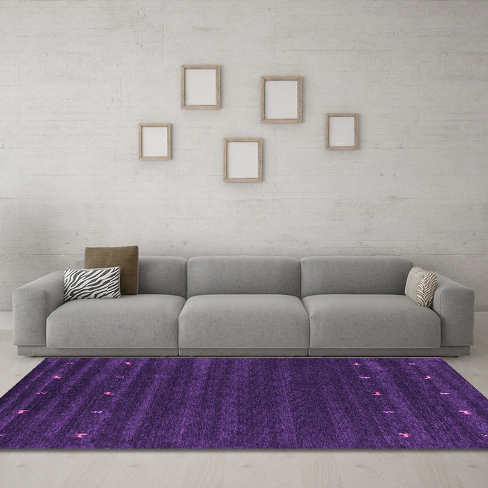 Machine Washable Abstract Purple Contemporary Area Rugs in a Living Room, wshcon890pur
