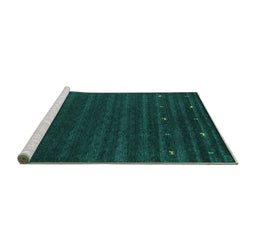 Sideview of Machine Washable Abstract Turquoise Contemporary Area Rugs, wshcon890turq