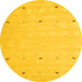 Round Machine Washable Solid Yellow Modern Rug, wshcon891yw