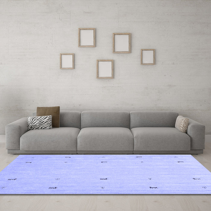 Machine Washable Solid Blue Modern Rug in a Living Room, wshcon891blu