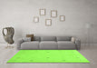 Machine Washable Solid Green Modern Area Rugs in a Living Room,, wshcon891grn