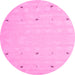 Round Machine Washable Solid Pink Modern Rug, wshcon891pnk