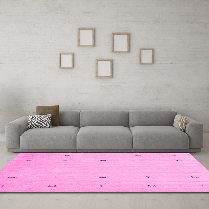 Machine Washable Solid Pink Modern Rug in a Living Room, wshcon891pnk