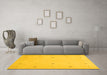 Machine Washable Solid Yellow Modern Rug in a Living Room, wshcon891yw