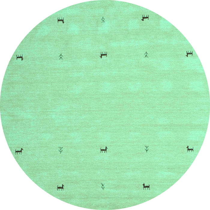 Round Solid Turquoise Modern Rug, con891turq