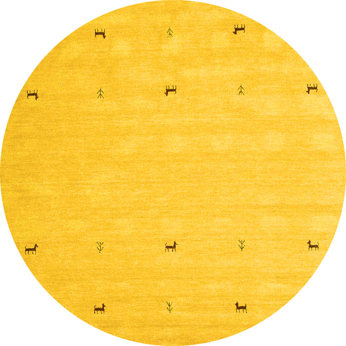 Round Solid Yellow Modern Rug, con891yw
