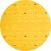 Round Solid Yellow Modern Rug, con891yw