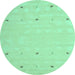 Round Machine Washable Solid Turquoise Modern Area Rugs, wshcon891turq