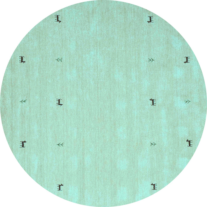 Round Solid Light Blue Modern Rug, con891lblu