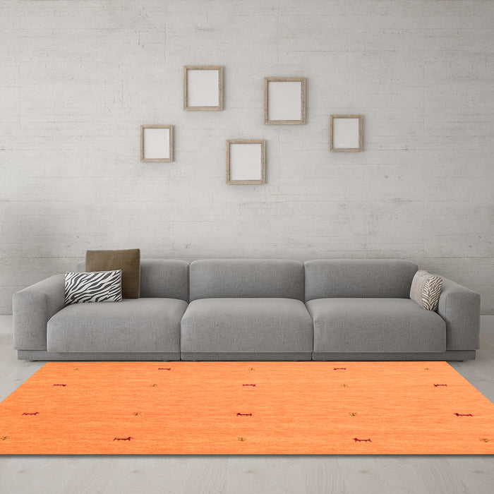 Machine Washable Abstract Orange Contemporary Area Rugs in a Living Room, wshcon892org