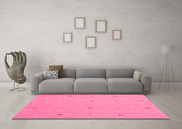 Machine Washable Abstract Pink Contemporary Rug in a Living Room, wshcon892pnk