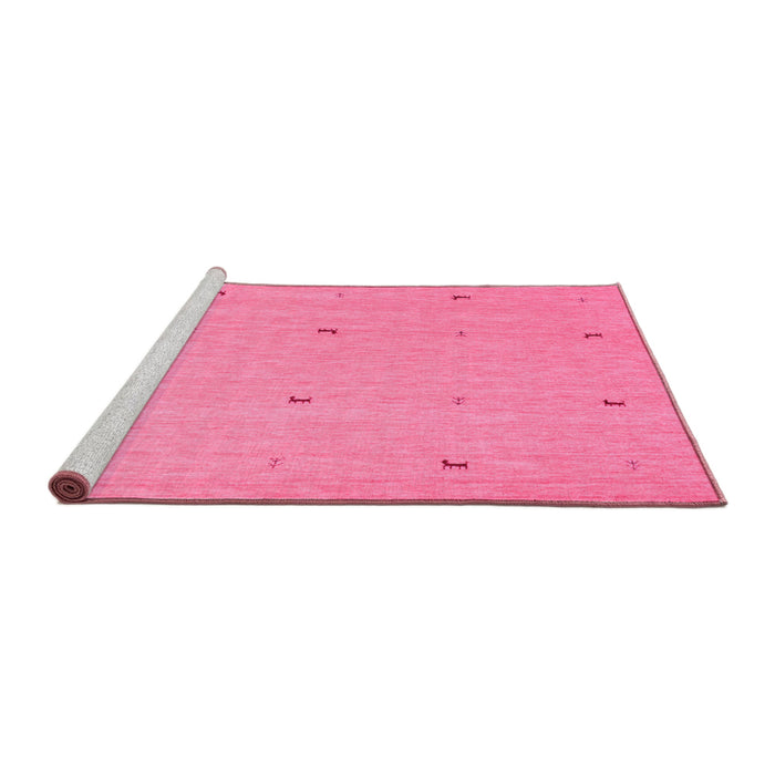 Sideview of Machine Washable Abstract Pink Contemporary Rug, wshcon892pnk