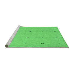 Sideview of Machine Washable Abstract Emerald Green Contemporary Area Rugs, wshcon892emgrn