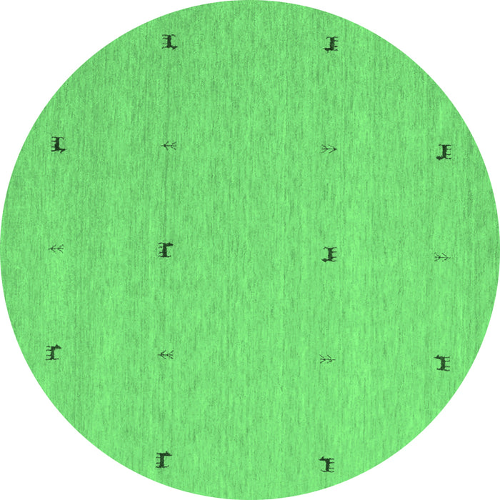 Round Abstract Emerald Green Contemporary Rug, con892emgrn