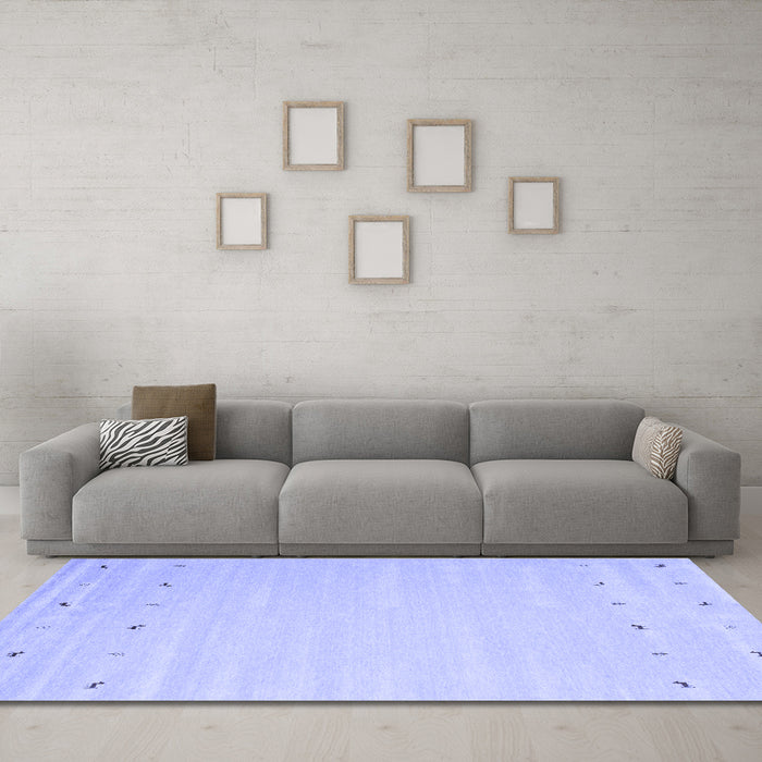 Machine Washable Solid Blue Modern Rug in a Living Room, wshcon893blu