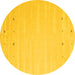 Round Machine Washable Solid Yellow Modern Rug, wshcon893yw