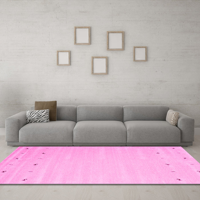 Machine Washable Solid Pink Modern Rug in a Living Room, wshcon893pnk