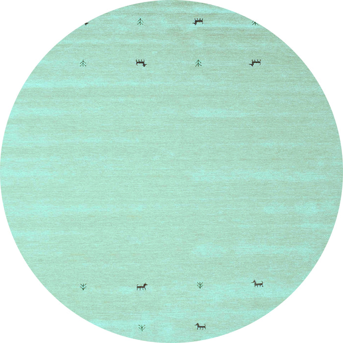 Round Machine Washable Solid Light Blue Modern Rug, wshcon893lblu