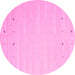 Round Machine Washable Solid Pink Modern Rug, wshcon893pnk
