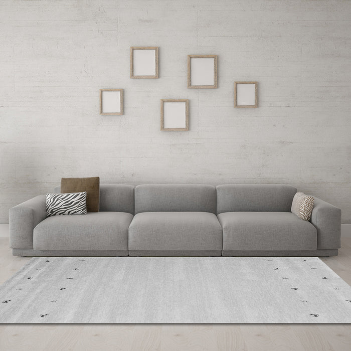 Machine Washable Solid Gray Modern Rug in a Living Room,, wshcon893gry