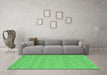 Machine Washable Abstract Emerald Green Contemporary Area Rugs in a Living Room,, wshcon894emgrn