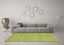 Machine Washable Abstract Turquoise Contemporary Area Rugs in a Living Room,, wshcon894turq