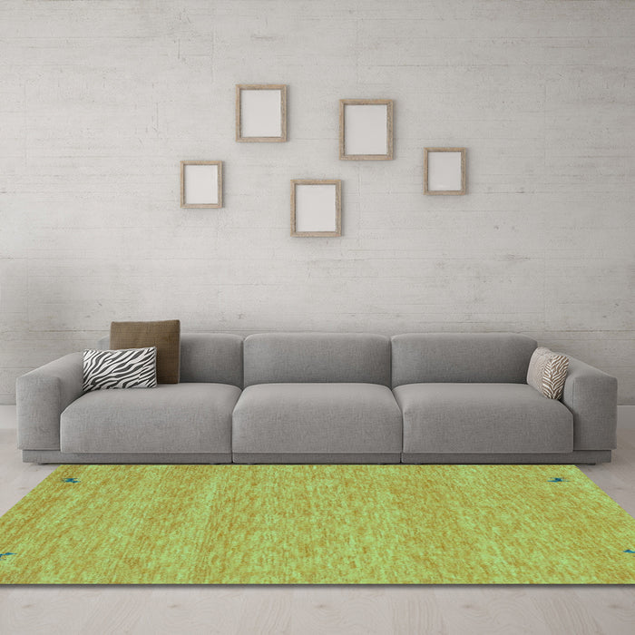 Machine Washable Abstract Turquoise Contemporary Area Rugs in a Living Room,, wshcon894turq
