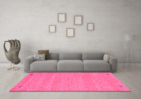 Machine Washable Abstract Pink Contemporary Rug, wshcon894pnk