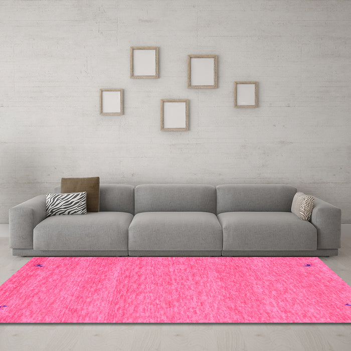 Machine Washable Abstract Pink Contemporary Rug in a Living Room, wshcon894pnk