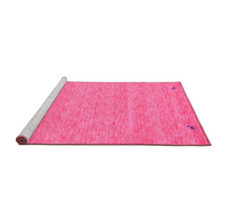 Sideview of Machine Washable Abstract Pink Contemporary Rug, wshcon894pnk
