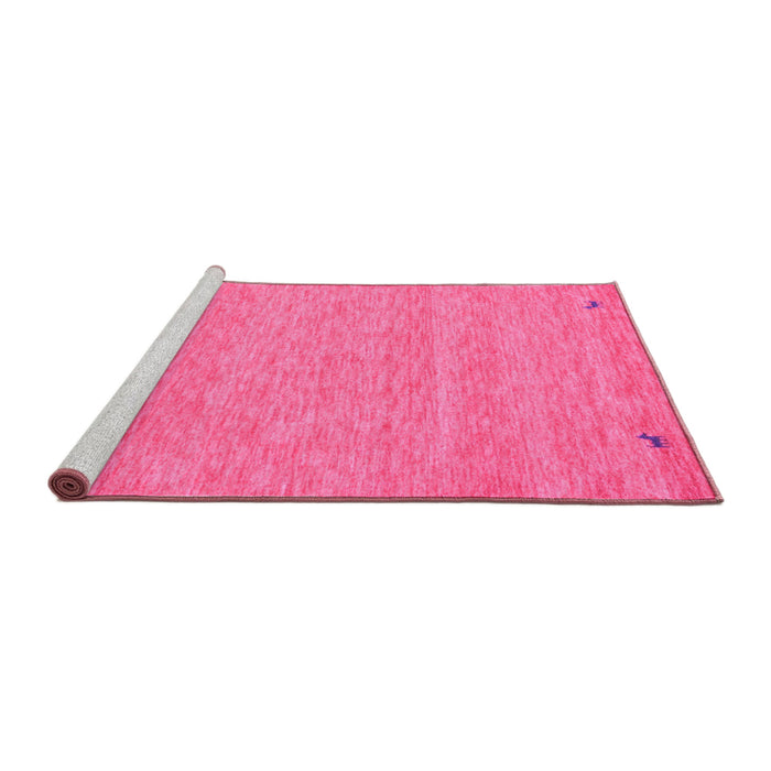 Sideview of Machine Washable Abstract Pink Contemporary Rug, wshcon894pnk