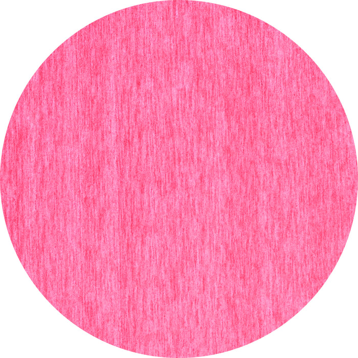 Round Machine Washable Abstract Pink Contemporary Rug, wshcon894pnk
